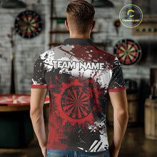 Load image into Gallery viewer, Red Grunge Paint Splash Dart Polo &amp; Quarter Zip Custom Dart Shirts For Men Darts Team Jerseys  TDM3858