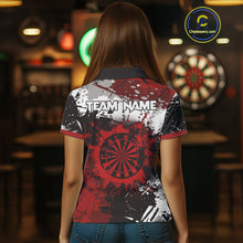 Load image into Gallery viewer, Red Grunge Paint Splash Dart Polo &amp; Quarter Zip Custom Dart Shirts For Women Darts Team Jerseys  TDM3858