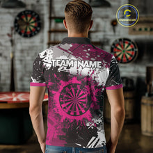 Load image into Gallery viewer, Pink Grunge Paint Splash Dart Polo &amp; Quarter Zip Custom Dart Shirts For Men Darts Team Jerseys TDM3859