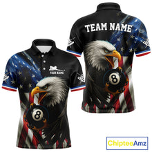 Load image into Gallery viewer, American Flag Eagle 8 Ball Mens Billiard Polo &amp; 1/4 Zip Custom Patriotic Team Billiard Pool Jersey TDM3866