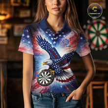 Load image into Gallery viewer, Personalized American Flag Eagle Darts Shirt For Women, Patriotic Darts Team Jersey Polo &amp; 1/4 Zip TDM6283