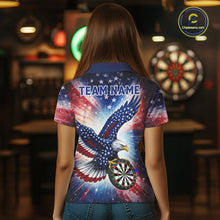 Load image into Gallery viewer, Personalized American Flag Eagle Darts Shirt For Women, Patriotic Darts Team Jersey Polo &amp; 1/4 Zip TDM6283