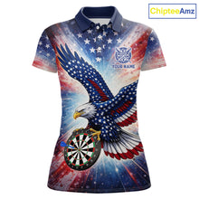 Load image into Gallery viewer, Personalized American Flag Eagle Darts Shirt For Women, Patriotic Darts Team Jersey Polo &amp; 1/4 Zip TDM6283