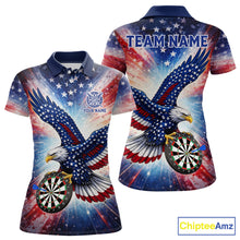 Load image into Gallery viewer, Personalized American Flag Eagle Darts Shirt For Women, Patriotic Darts Team Jersey Polo &amp; 1/4 Zip TDM6283