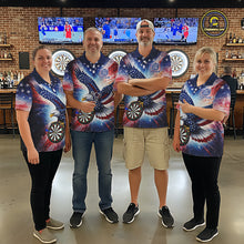 Load image into Gallery viewer, Personalized American Flag Eagle Darts Shirt For Women, Patriotic Darts Team Jersey Polo &amp; 1/4 Zip TDM6283