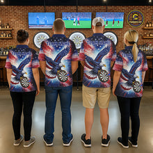 Load image into Gallery viewer, Personalized American Flag Eagle Darts Shirt For Women, Patriotic Darts Team Jersey Polo &amp; 1/4 Zip TDM6283