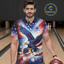 Load image into Gallery viewer, American Flag Eagle Bowling Polo &amp; 1/4 Zip Shirts For Men Custom Patriotic Bowling Team Jersey TDM6284