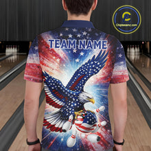 Load image into Gallery viewer, American Flag Eagle Bowling Polo &amp; 1/4 Zip Shirts For Men Custom Patriotic Bowling Team Jersey TDM6284