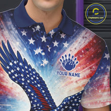 Load image into Gallery viewer, American Flag Eagle Bowling Polo &amp; 1/4 Zip Shirts For Men Custom Patriotic Bowling Team Jersey TDM6284