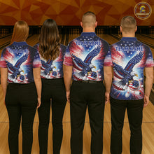 Load image into Gallery viewer, American Flag Eagle Bowling Polo &amp; 1/4 Zip Shirts For Men Custom Patriotic Bowling Team Jersey TDM6284