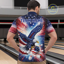 Load image into Gallery viewer, American Flag Eagle Bowling Polo &amp; 1/4 Zip Shirts For Men Custom Patriotic Bowling Team Jersey TDM6284