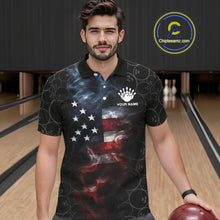 Load image into Gallery viewer, Custom American Flag Smoke Bowling Shirt For Men, Patriotic Bowling Jersey Team Polo &amp; 1/4 Zip TDM6291