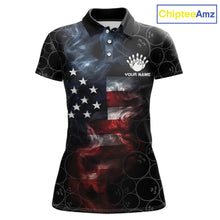 Load image into Gallery viewer, Custom American Flag Smoke Bowling Shirt For Women, Patriotic Bowling Jersey Team Polo &amp; 1/4 Zip TDM6291