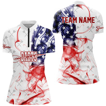 Load image into Gallery viewer, Customized White Darts Pattern American Flag Smoke Women Darts Shirts Custom Patriotic Darts Jersey TDM1587