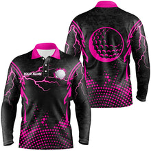 Load image into Gallery viewer, Personalized Pink Golf Ball Point Pattern Custom Mens Golf Polo Shirts, Team Men Golf Apparel TDM1980