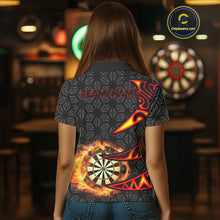 Load image into Gallery viewer, Personalized Fire Flame Dartboard Geometric Pattern Darts Shirt For Women, Custom Darts Team Jerseys TDM4320