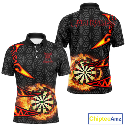 Personalized Fire Flame Dartboard Geometric Pattern Darts Shirt For Men, Custom Darts Team Jerseys TDM4320