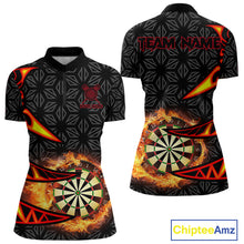 Load image into Gallery viewer, Personalized Fire Flame Dartboard Geometric Pattern Darts Shirt For Women, Custom Darts Team Jerseys TDM4320
