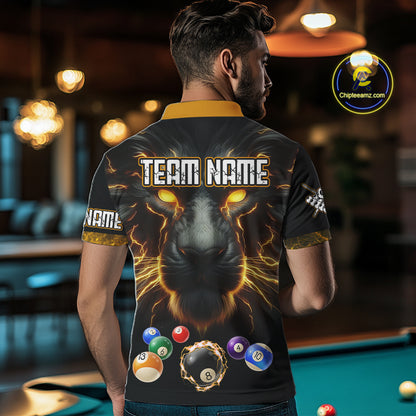 Personalized Lion Billiard Shirts For Men Custom 3D Printed Billiard Balls Team Jerseys Uniform TDM2178