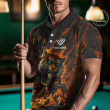 Load image into Gallery viewer, Personalized 8 Ball Tiger Fire Billiard Shirt For Men Custom Pool Team Jersey Polo &amp; 1/4 Zip TDM4538