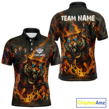 Load image into Gallery viewer, Personalized 8 Ball Tiger Fire Billiard Shirt For Men Custom Pool Team Jersey Polo &amp; 1/4 Zip TDM4538