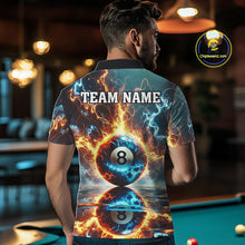 Load image into Gallery viewer, Blue And Orange Strike Thunder Lightning 8 Ball Men Billiard Shirt Custom Pool Team Jersey TDM4542