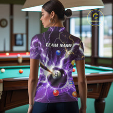Load image into Gallery viewer, Thunder Lightning Strike 8 Ball Women Billiard Shirts Custom Purple Billiard League Pool Team Jersey TDM4544