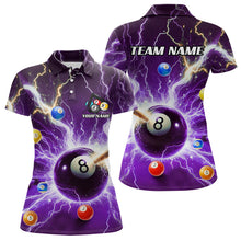 Load image into Gallery viewer, Thunder Lightning Strike 8 Ball Women Billiard Shirts Custom Purple Billiard League Pool Team Jersey TDM4544