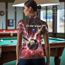 Load image into Gallery viewer, Thunder Lightning Strike 8 Ball Women Billiard Shirts Custom Red Billiard League Pool Team Jersey TDM4545