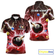 Load image into Gallery viewer, Thunder Lightning Strike 8 Ball Men Billiard Shirts Custom Red Billiard League Pool Team Jersey TDM4545