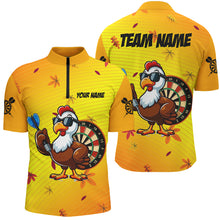 Load image into Gallery viewer, Yellow Funny Turkey Men Darts Shirts Custom Thanksgiving Shirts For Darts Lover, Darts Jerseys TDM2696