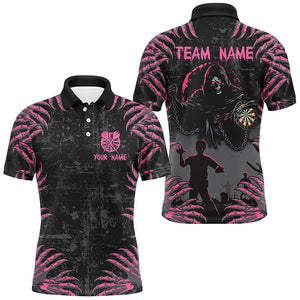 Funny Claw Death Skeleton Men Darts Shirts Custom Grunge Pink Black Scary Halloween Darts Jerseys TDM2697