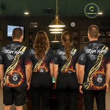 Load image into Gallery viewer, 8 Ball Pool Fire Flame Smoke Tribal Billiard Shirt For Men Custom Billiard Team Jersey |Black TDM5399