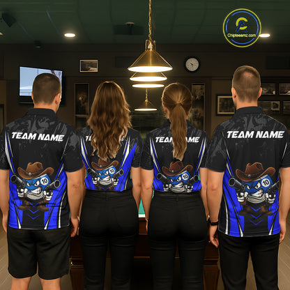 Black And Blue Funny 10 Ball Billiard Shirt For Men Custom Pool Team Shirts, Billiard Jersey TDM5410