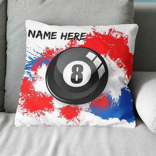 Personalized 8 Ball Pool Watercolor Throw Pillow, Billiard Pillows Gifts TDM0881