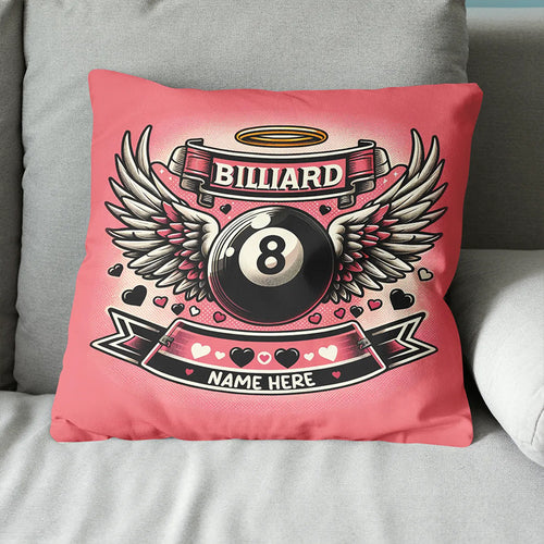 Personalized 8 Ball Pool With Wings Pillow Best Billiard Valentine Gifts TDM0885