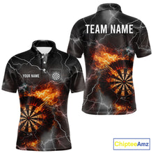 Load image into Gallery viewer, Custom Lightning Flame Darts Shirt With Pocket Option For Men, Darts Jersey TDM5684