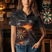 Load image into Gallery viewer, Custom Lightning Flame Darts Shirt With Pocket Option For Women, Darts Jersey TDM5684