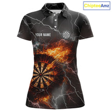 Load image into Gallery viewer, Custom Lightning Flame Darts Shirt With Pocket Option For Women, Darts Jersey TDM5684