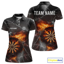 Load image into Gallery viewer, Custom Lightning Flame Darts Shirt With Pocket Option For Women, Darts Jersey TDM5684