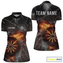 Load image into Gallery viewer, Custom Lightning Flame Darts Shirt With Pocket Option For Women, Darts Jersey TDM5684