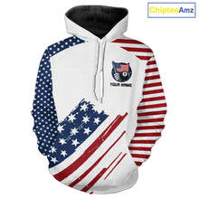 Load image into Gallery viewer, White Grunge American Flag Billiard Hoodie Custom Patriotic 8 Ball Hoodie Pool Team Jersey TDM5687