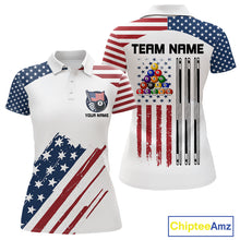Load image into Gallery viewer, White Grunge American Flag Billiard Shirt For Women Custom Patriotic 8 Ball Pool Team Jersey TDM5687