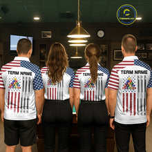 Load image into Gallery viewer, White Grunge American Flag Billiard Shirt For Men Custom Patriotic 8 Ball Pool Team Jersey TDM5687