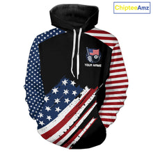 Load image into Gallery viewer, Black Grunge American Flag Billiard Hoodie Custom Patriotic 8 Ball Hoodie Pool Team Jersey TDM5688