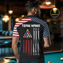 Load image into Gallery viewer, Black Grunge American Flag Billiard Shirt For Men Custom Patriotic 8 Ball Pool Team Jersey TDM5688