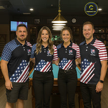 Load image into Gallery viewer, Black Grunge American Flag Billiard Shirt For Men Custom Patriotic 8 Ball Pool Team Jersey TDM5688
