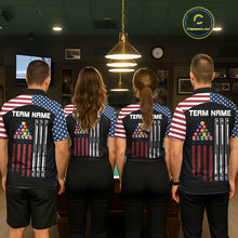 Load image into Gallery viewer, Black Grunge American Flag Billiard Shirt For Men Custom Patriotic 8 Ball Pool Team Jersey TDM5688