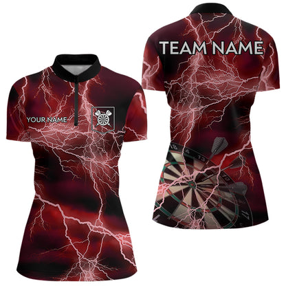 Red Black Thunder Lightning Dart Shirt & Pocket For Women Custom Dart Jersey TDM3523