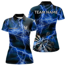 Load image into Gallery viewer, Blue Black Thunder Lightning Dart Shirt &amp; Pocket For Women Custom Dart Jersey TDM3524